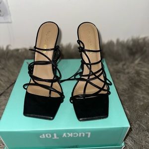 Black strappy high heel from Fashion Nova
